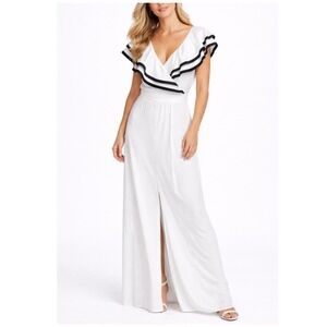 Valentine Women's White V-Neck Off-Shoulder Jumpsuit – Size L (NWOT)